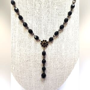 Black Jet Dangle Necklace